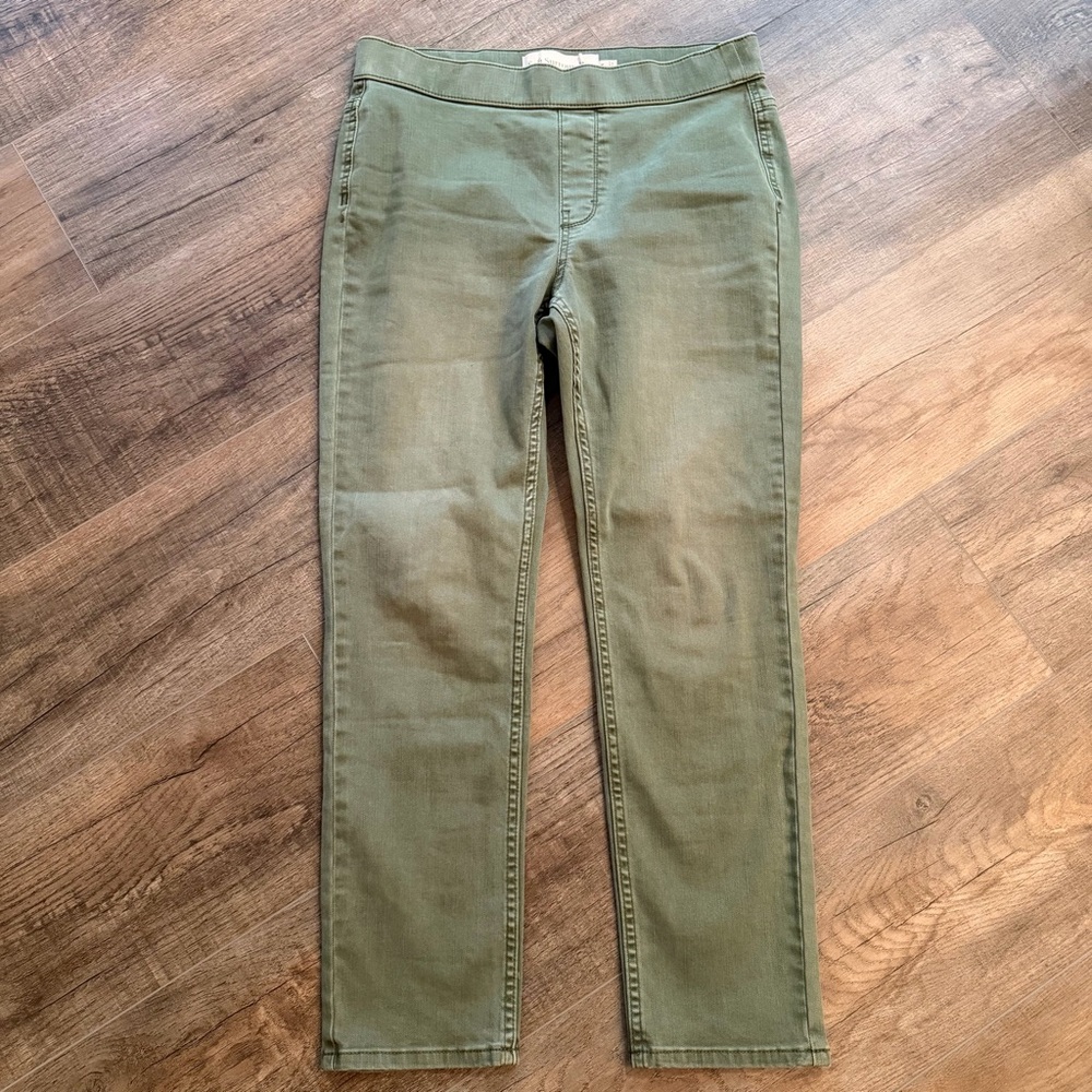 Soft Surroundings Women's PS Ultimate Pullon Jeans Pant Ankle Crop Green Stretch